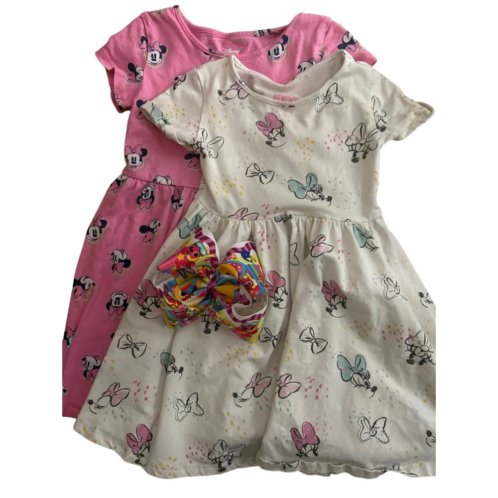 Disney Minnie Mouse Girls Dress Bundle Pink & White Cartoon Character